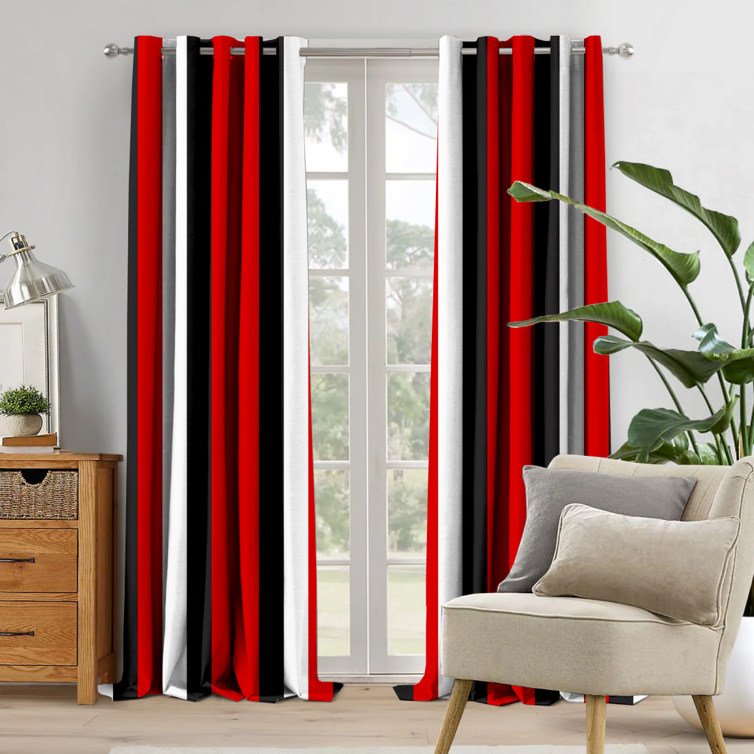 Классические шторы из ткани PAMPA STRIPE GA RED