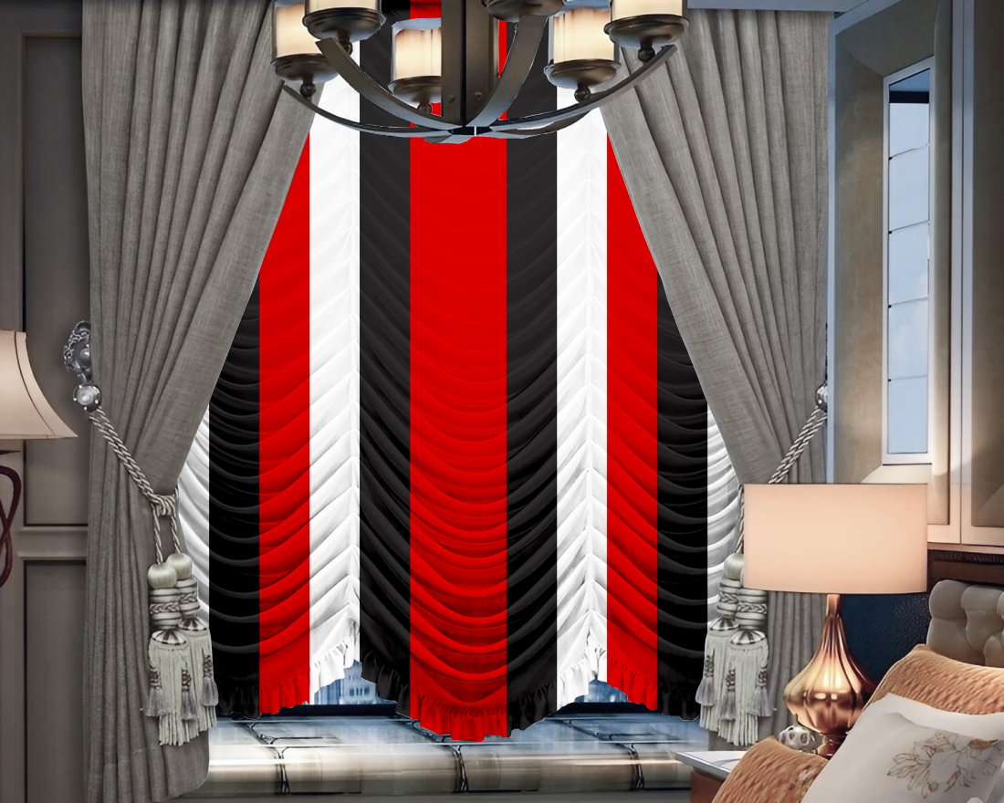 Французские шторы из ткани PAMPA STRIPE GA RED