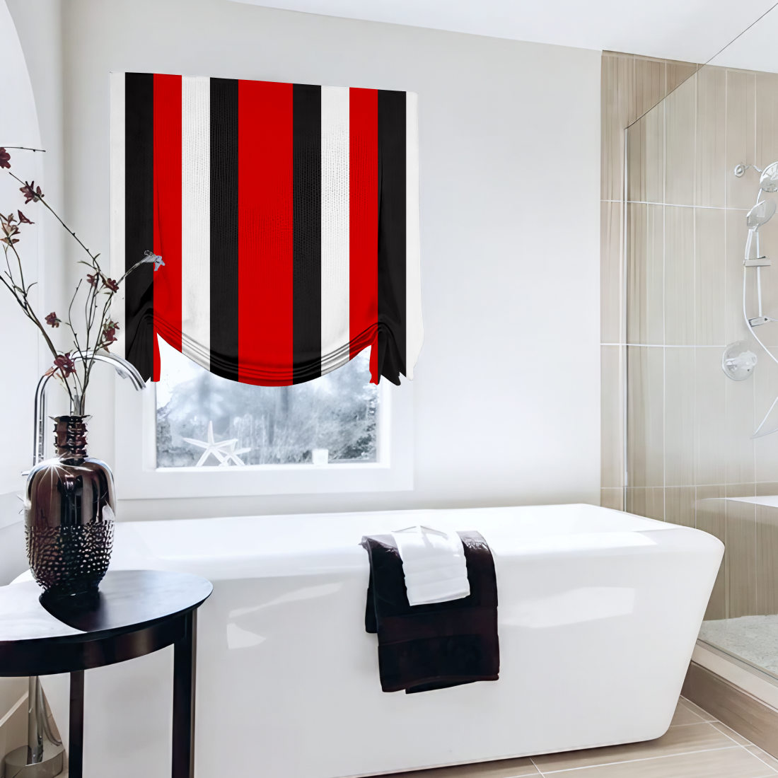 Лондонские шторы из ткани PAMPA STRIPE GA RED