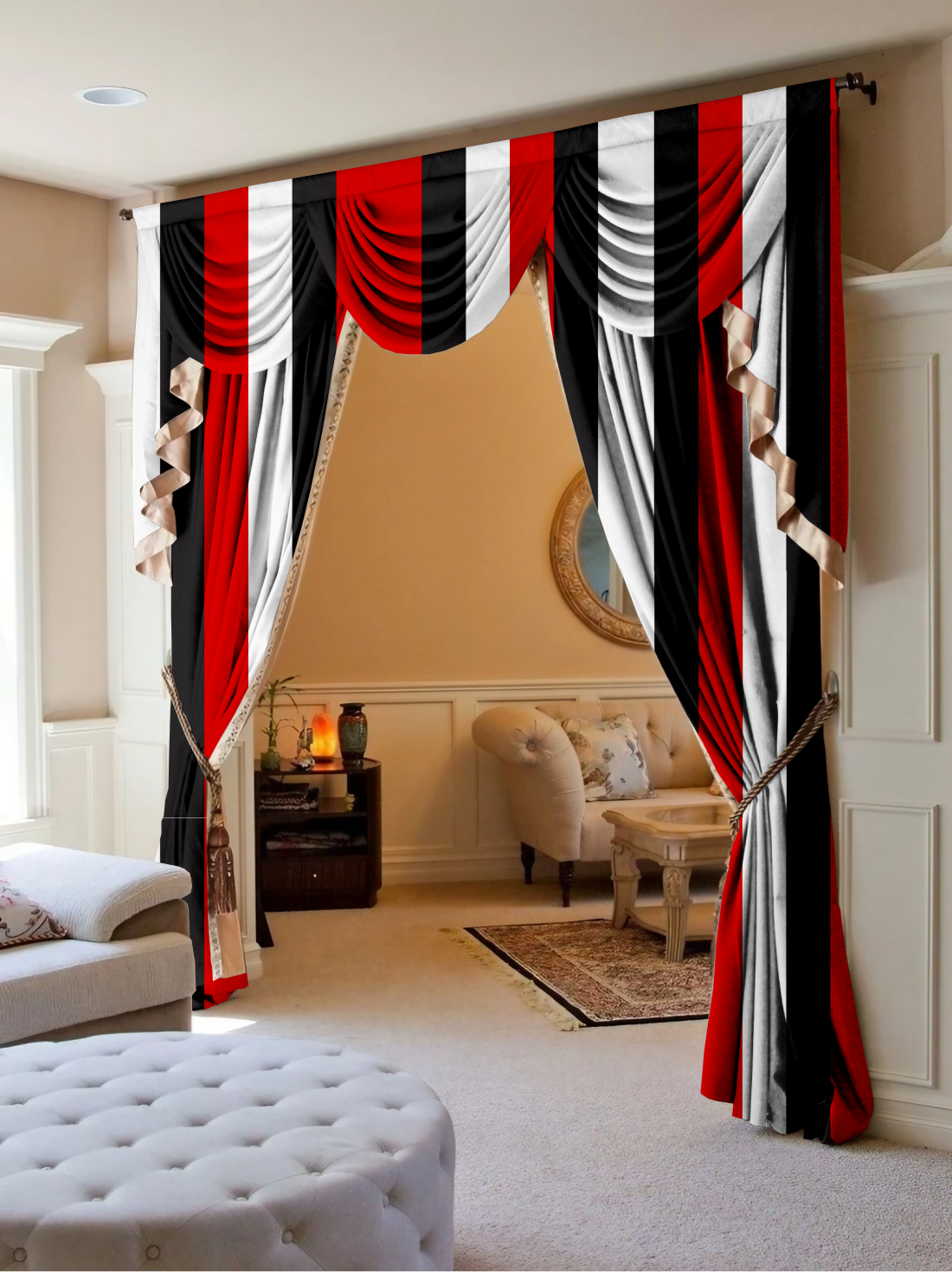 Итальянские шторы из ткани PAMPA STRIPE GA RED